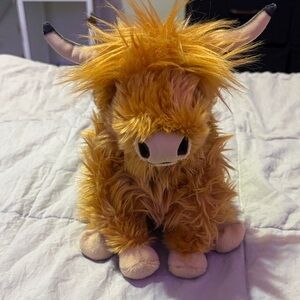 Fluffy Highland Cow Plush – Cute Brown Farm Animal Stuffed Toy